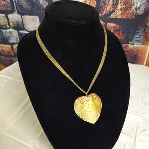 Vintage gold leaf necklace